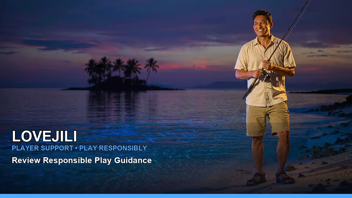 LOVEJILI Golden Land mobile game screen for Philippine players, with responsible-play context
